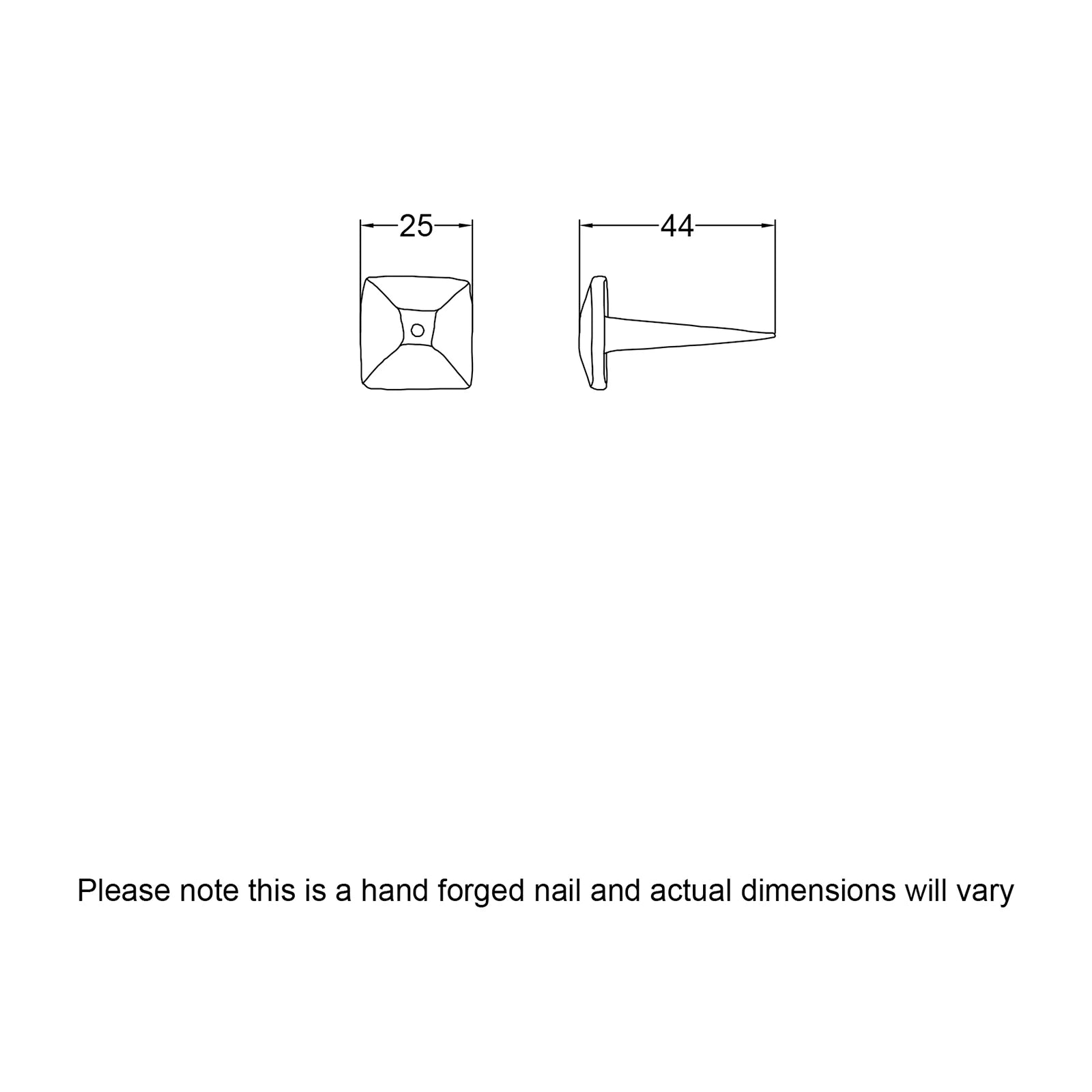 Hand Forged Square Door Stud Dimension Drawing SHOW