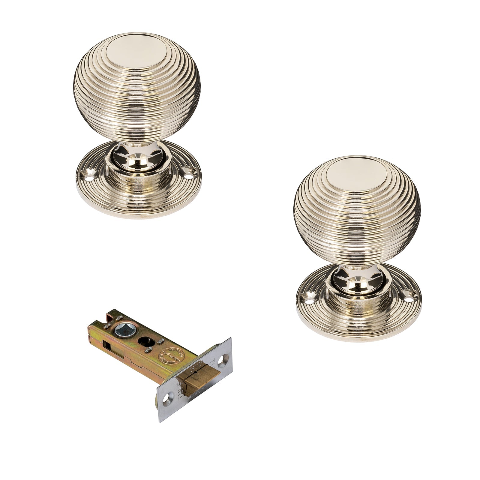 Nickel beehive door knob 3 inch latch set