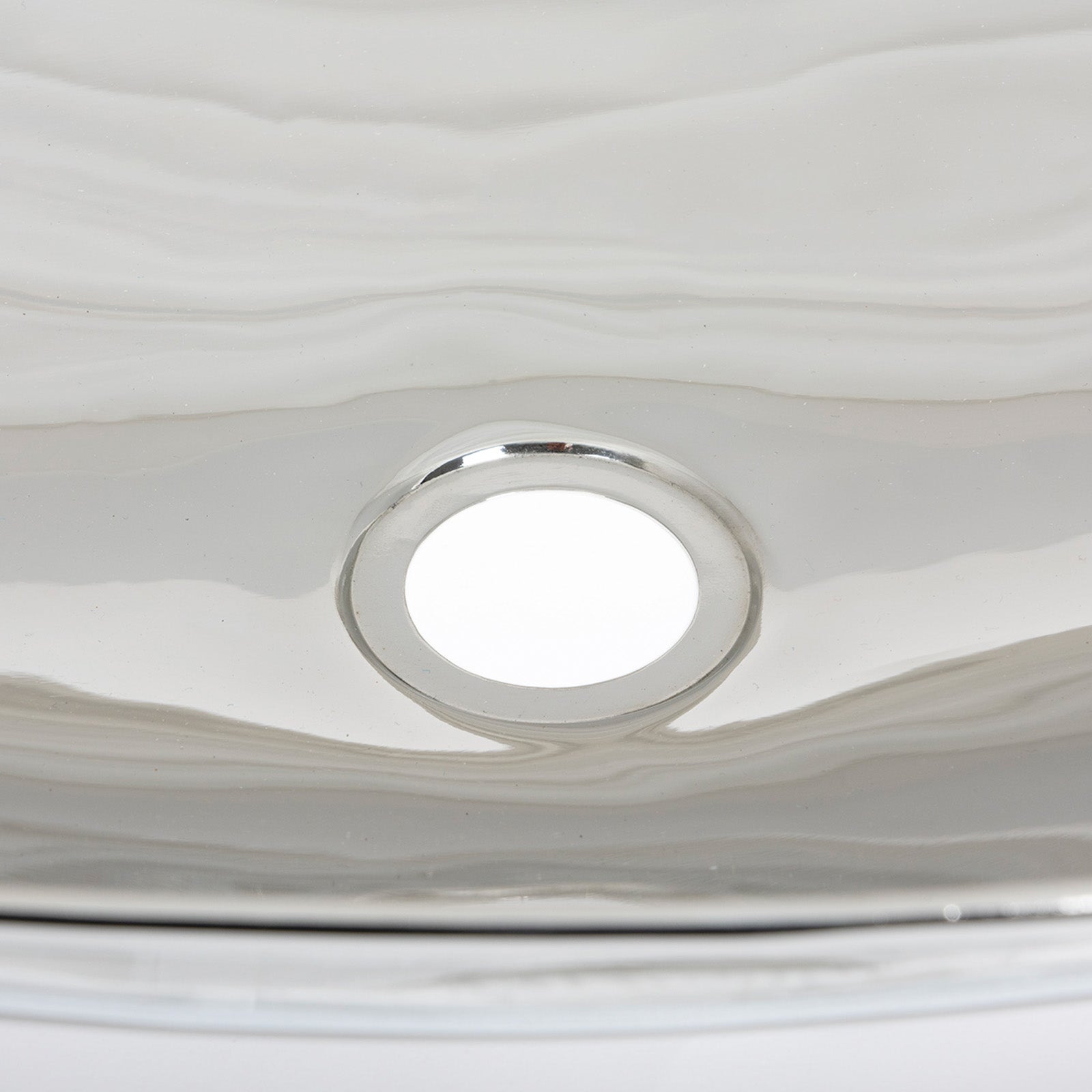 SHOW Close Up of Smooth Oval Sink in Smooth Nickel