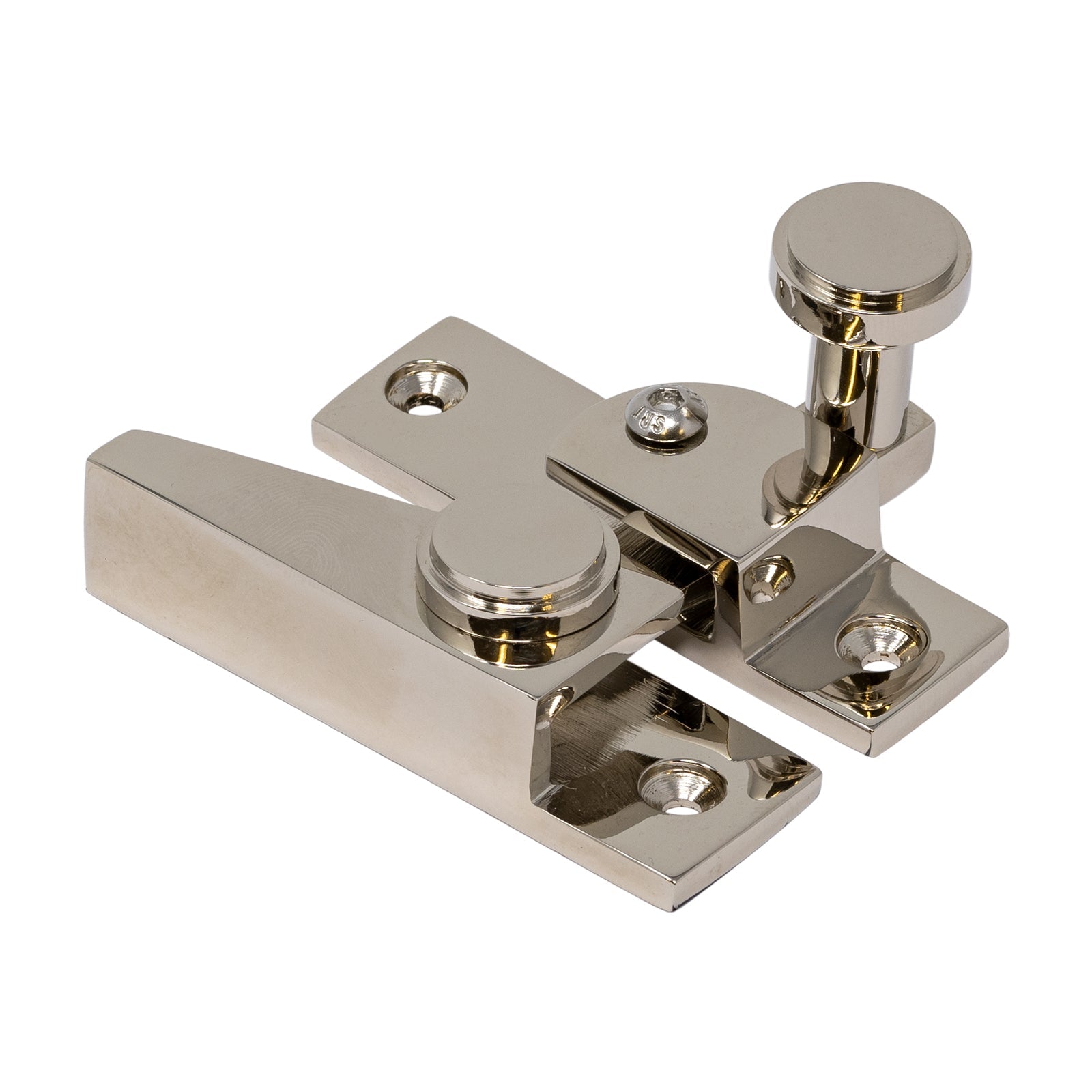 Hook & Plate Sash Window Fastener in Polished Nickel Finish SHOW