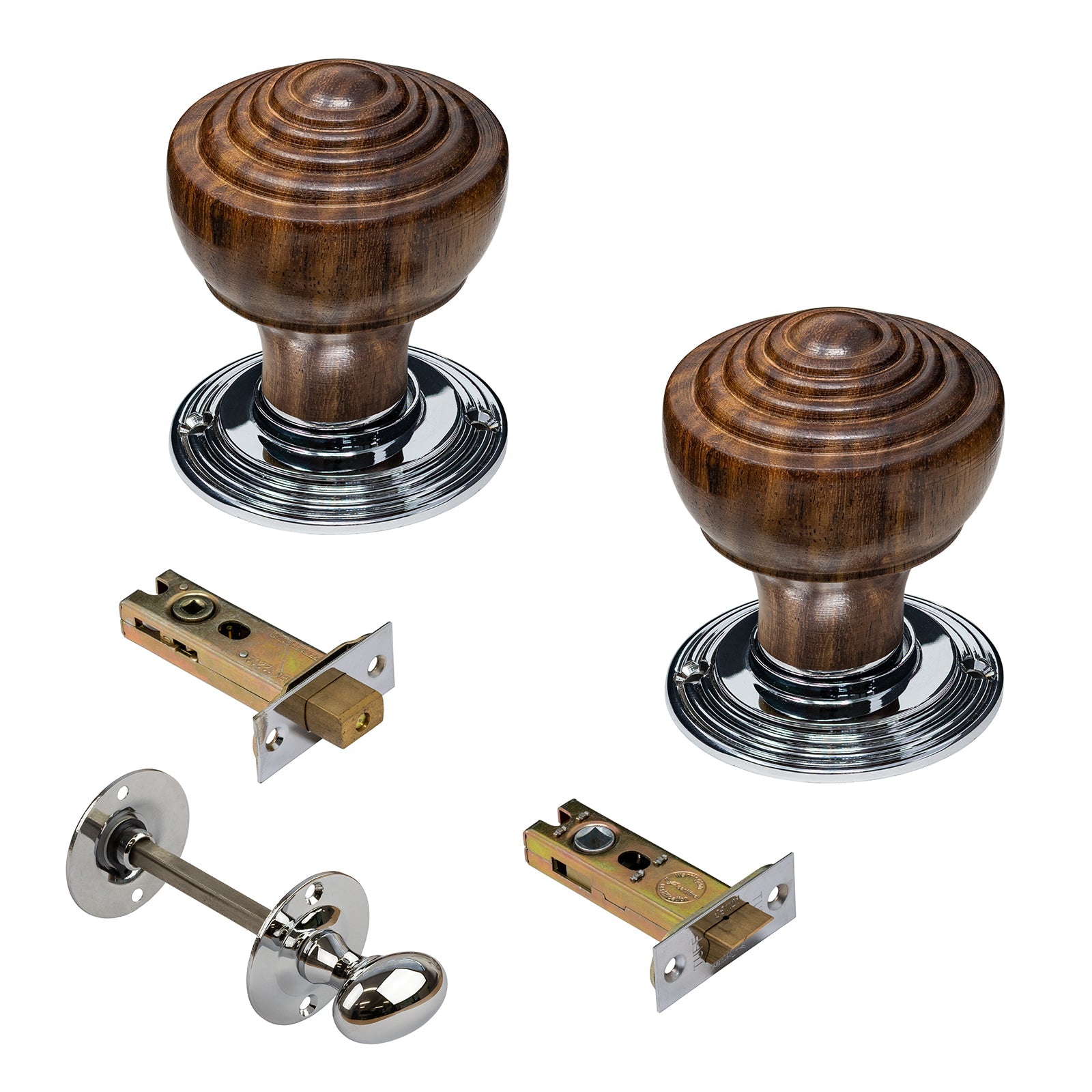 wooden door knob bathroom set