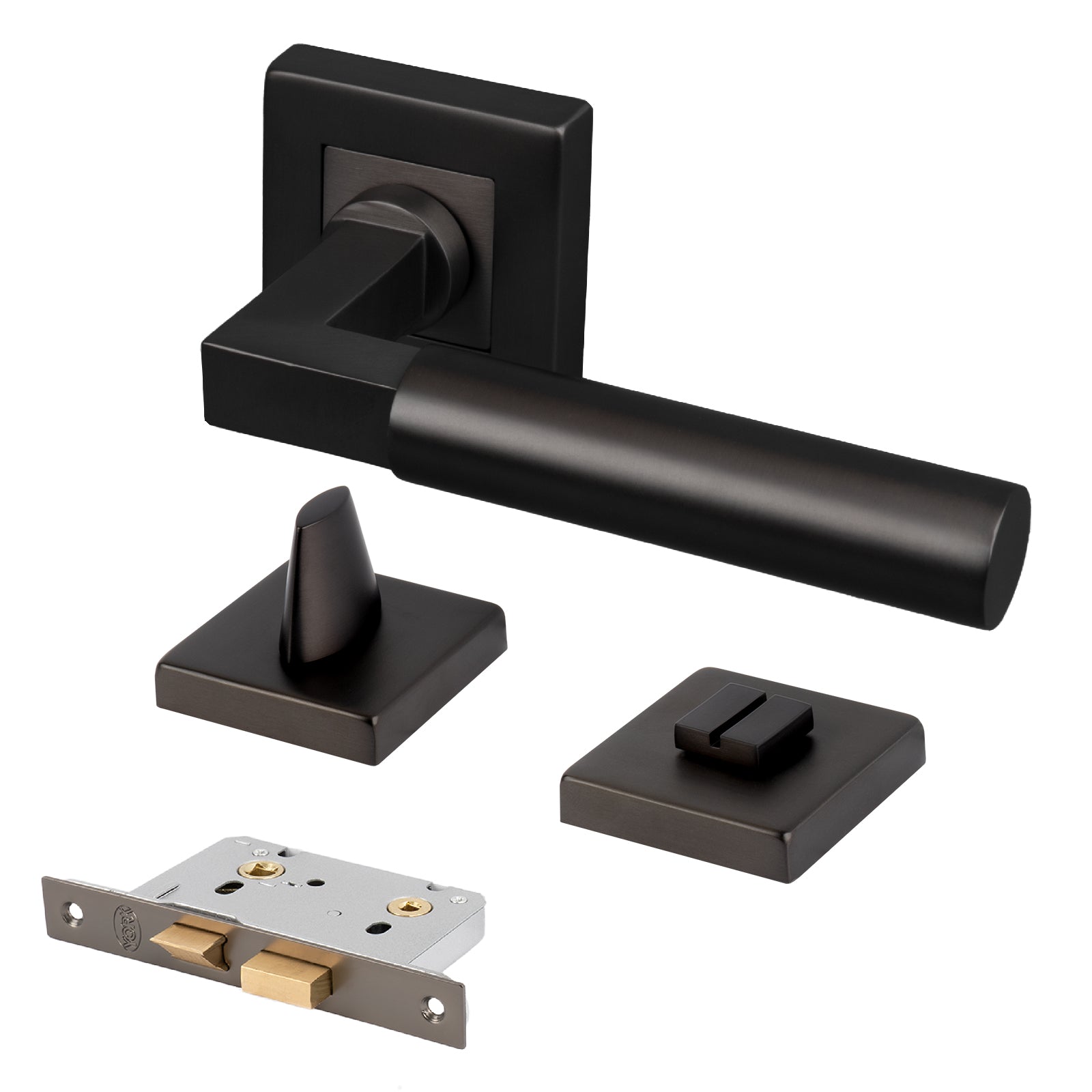 bronze square rose bathroom door handle set, bathroom lock latch set