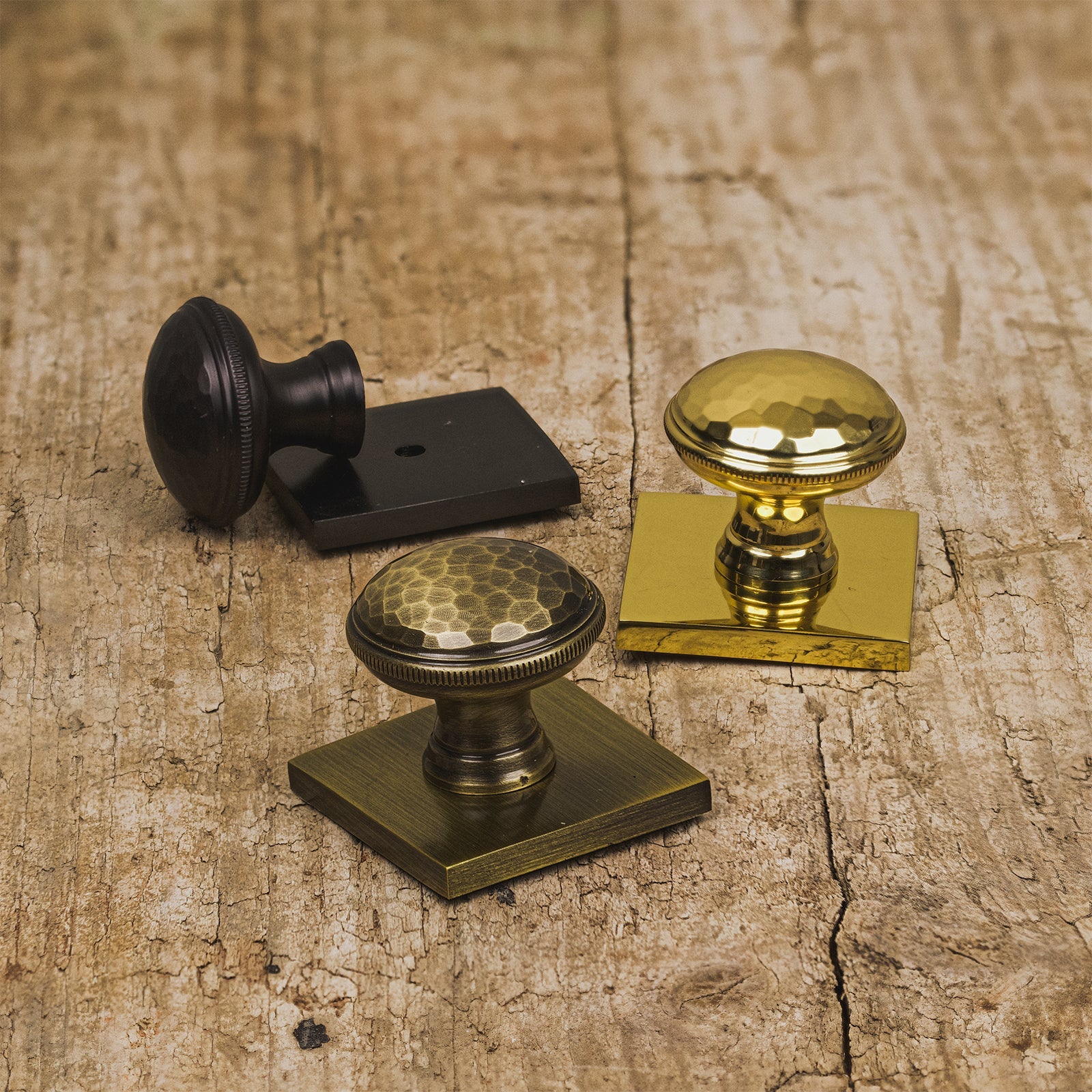 Hand Beaten Cabinet Knobs On Square Backplate