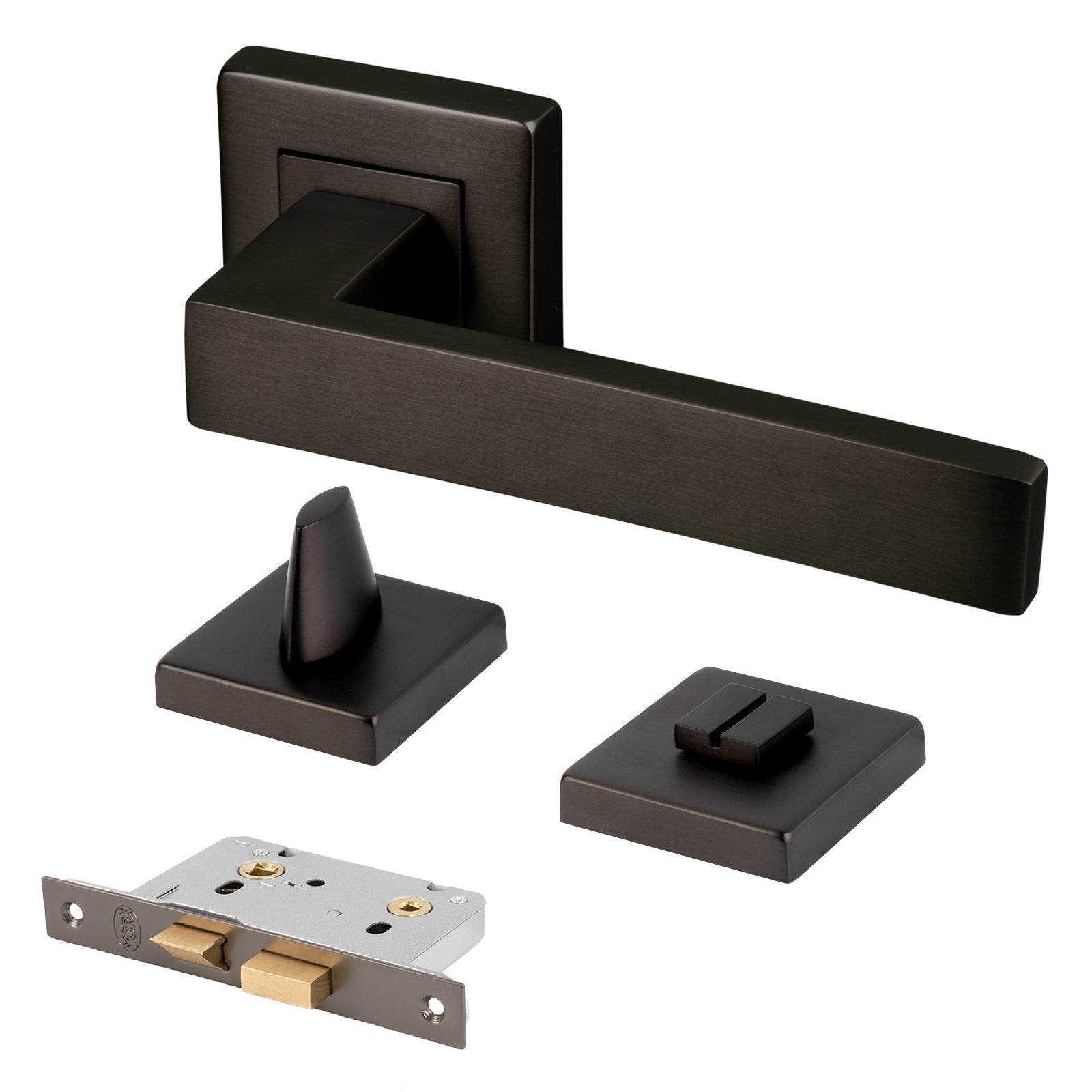 bronze modern square rose door handle bathroom lock latch set