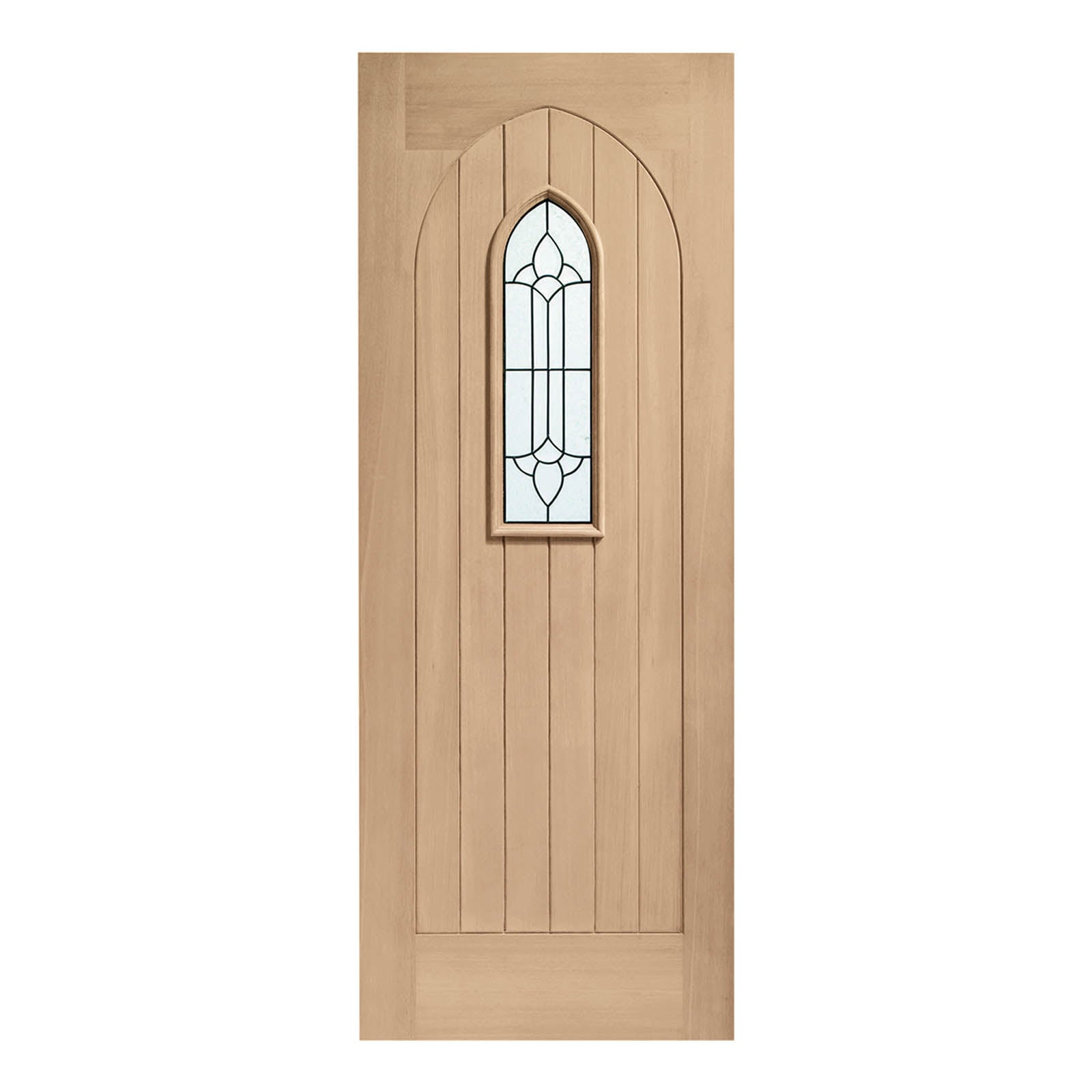 External Oak Westminster M&T Door with Triple Glazed Glass and Brass Caming