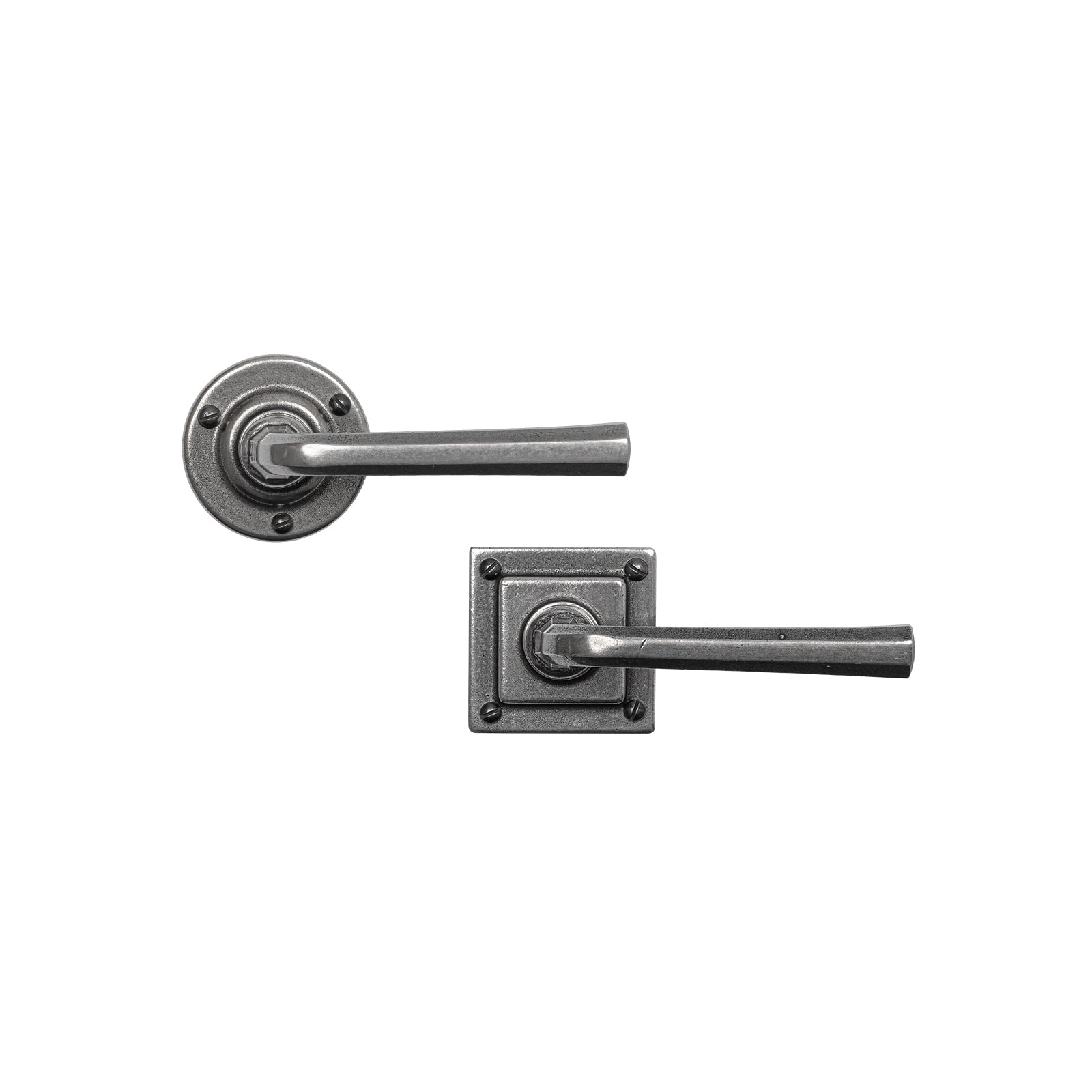 Tunstall Pewter Door Handles On Rose