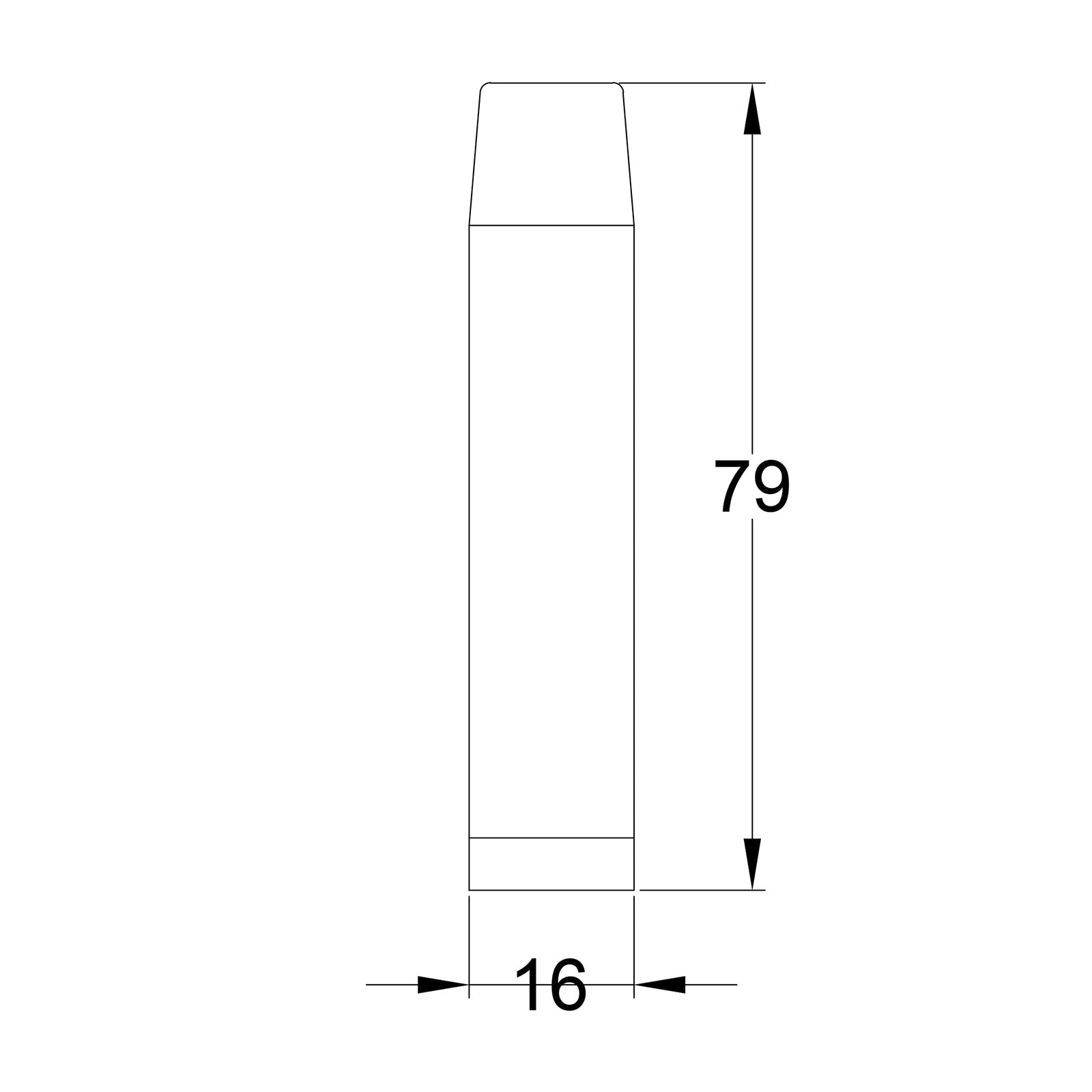 Wall Mounted Door Stops Without Rose dimension drawing SHOW