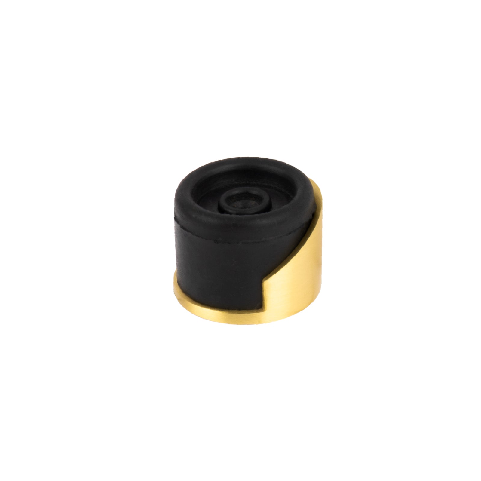 satin brass round floor mounted door stop SHOW