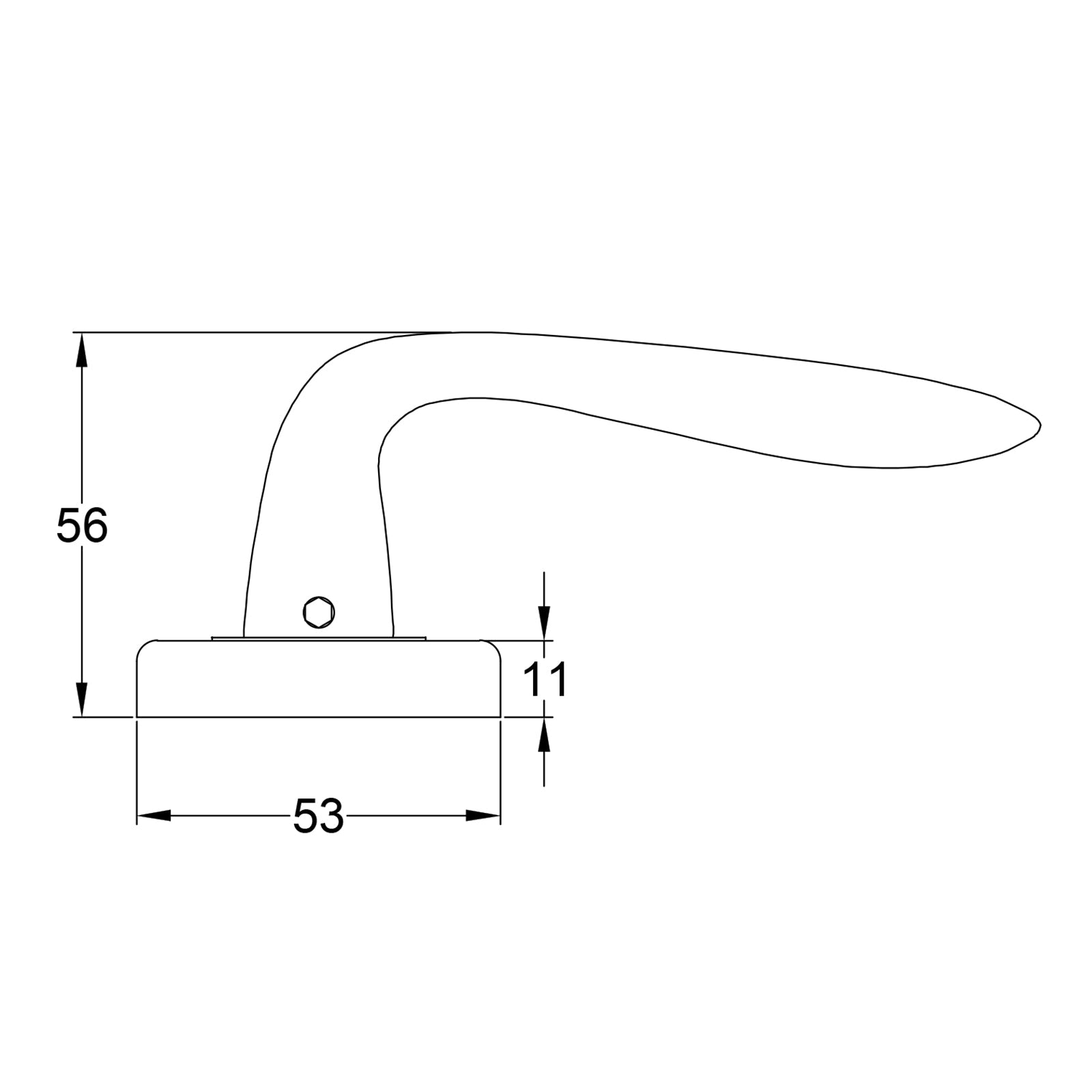 Sutton Round Rose Door Handles dimension drawing SHOW