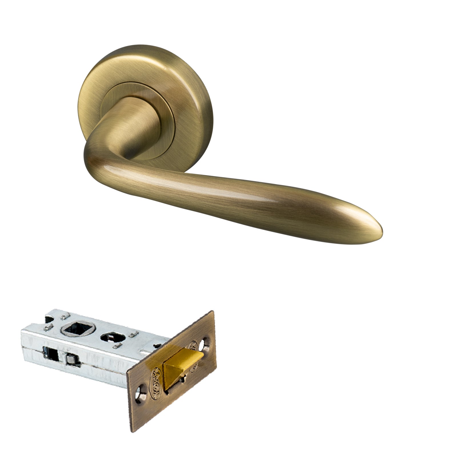 brass round rose handles with 2.5 inch latch