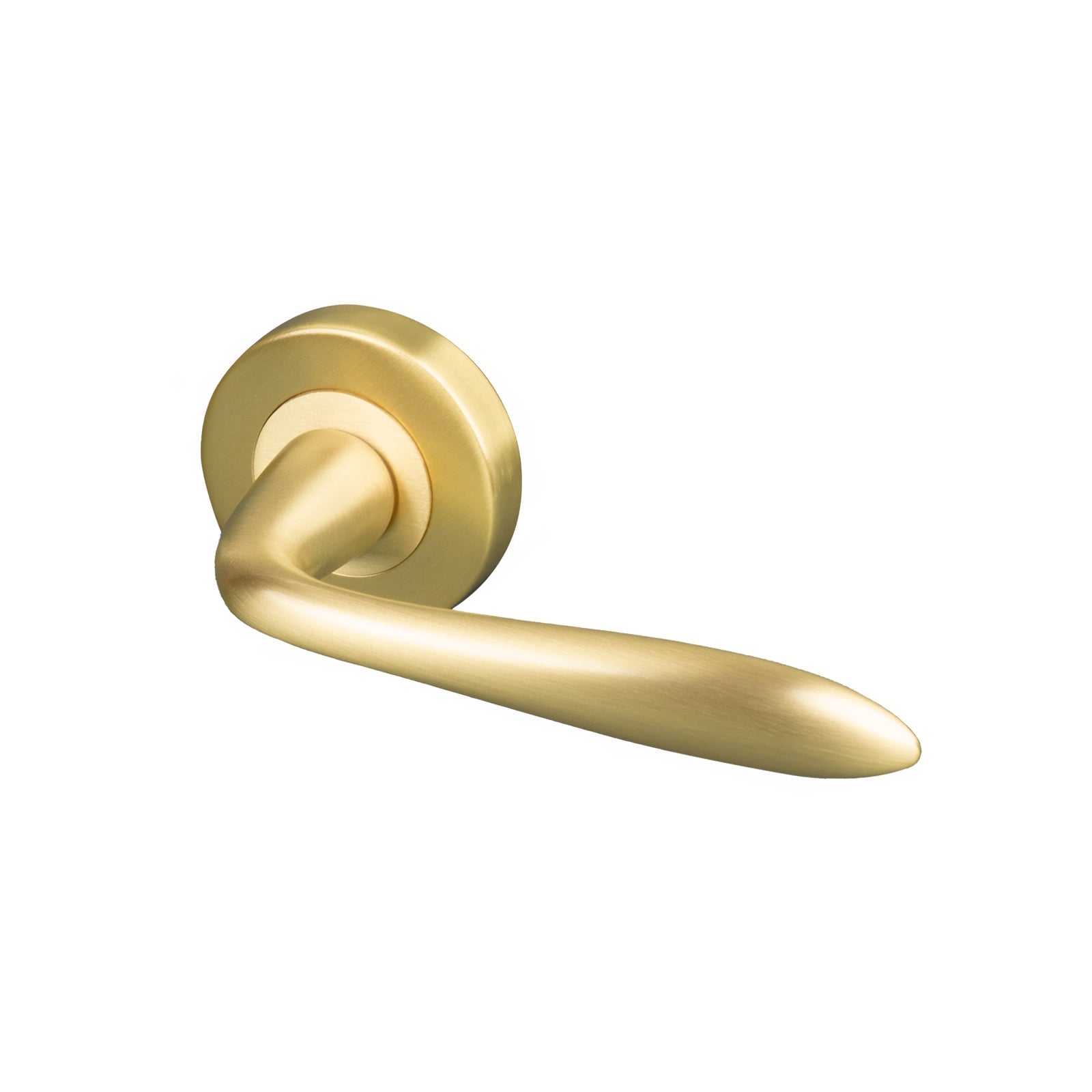 satin brass Sutton round rose door handle, solid brass handle SHOW