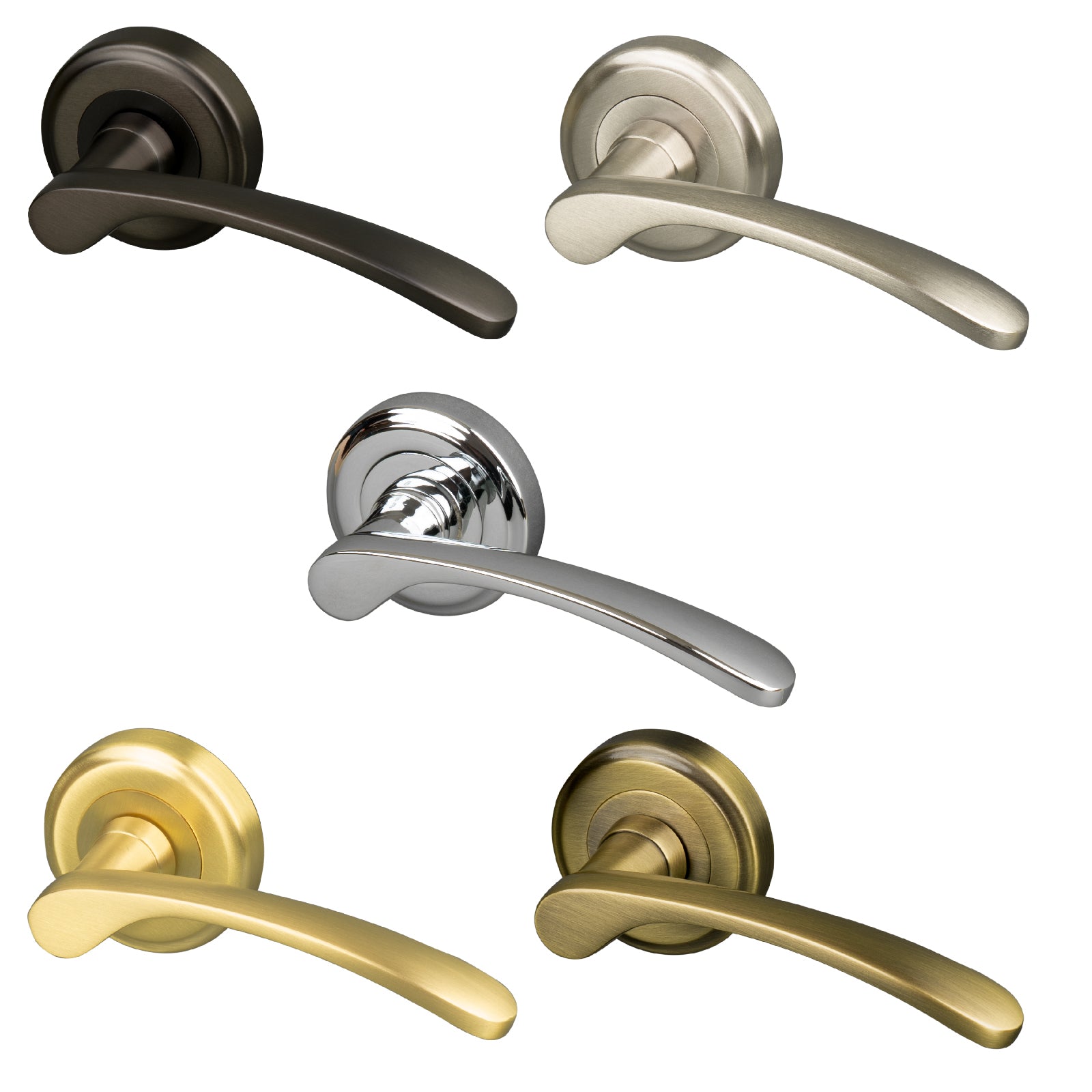 Sophia Round Rose Door Handles, lever on rose handles