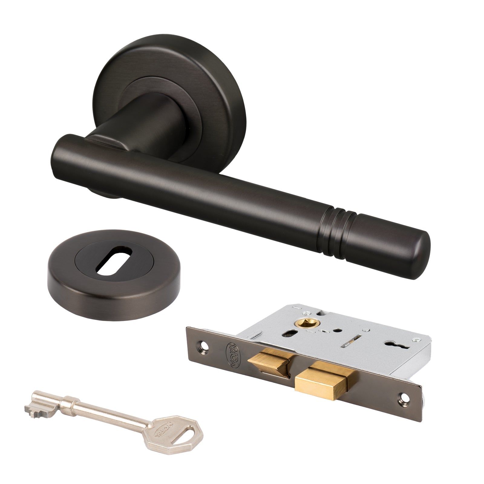 bronze lever on rose interior door lock set