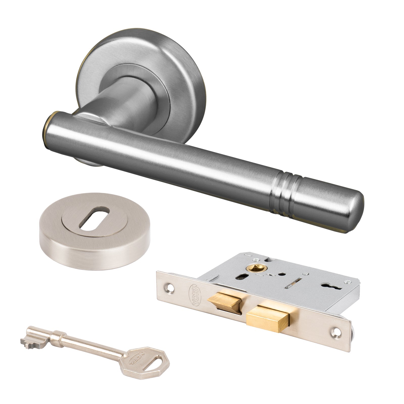 satin nickel 3 lever lock lever on rose interior door set