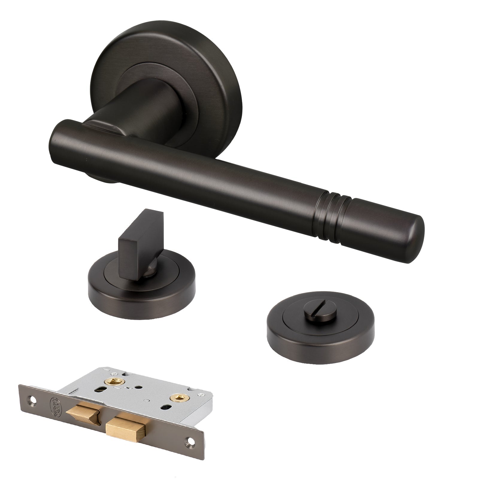 bronze round rose handle bathroom sash lock set