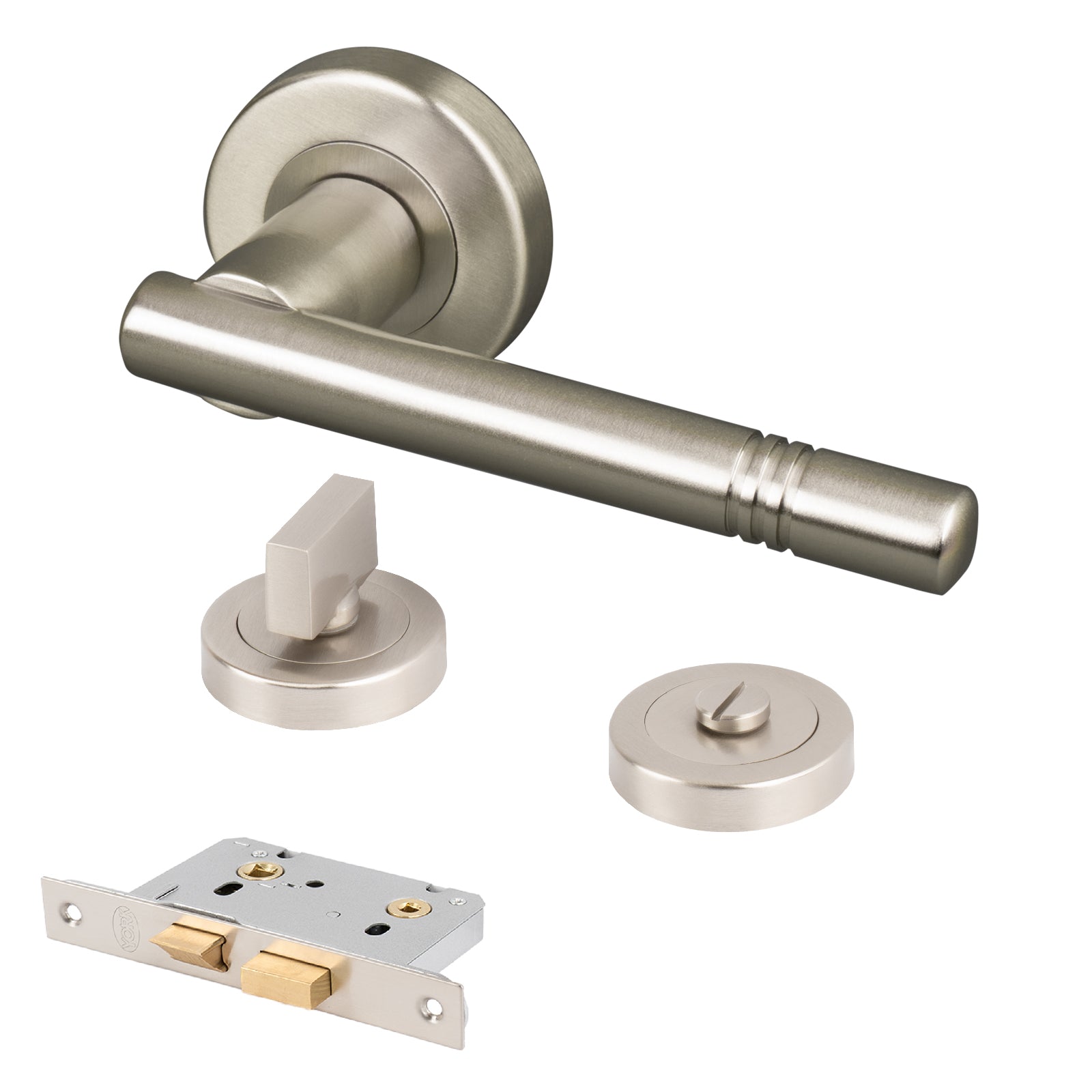 satin nickel bathroom door handle sash lock set