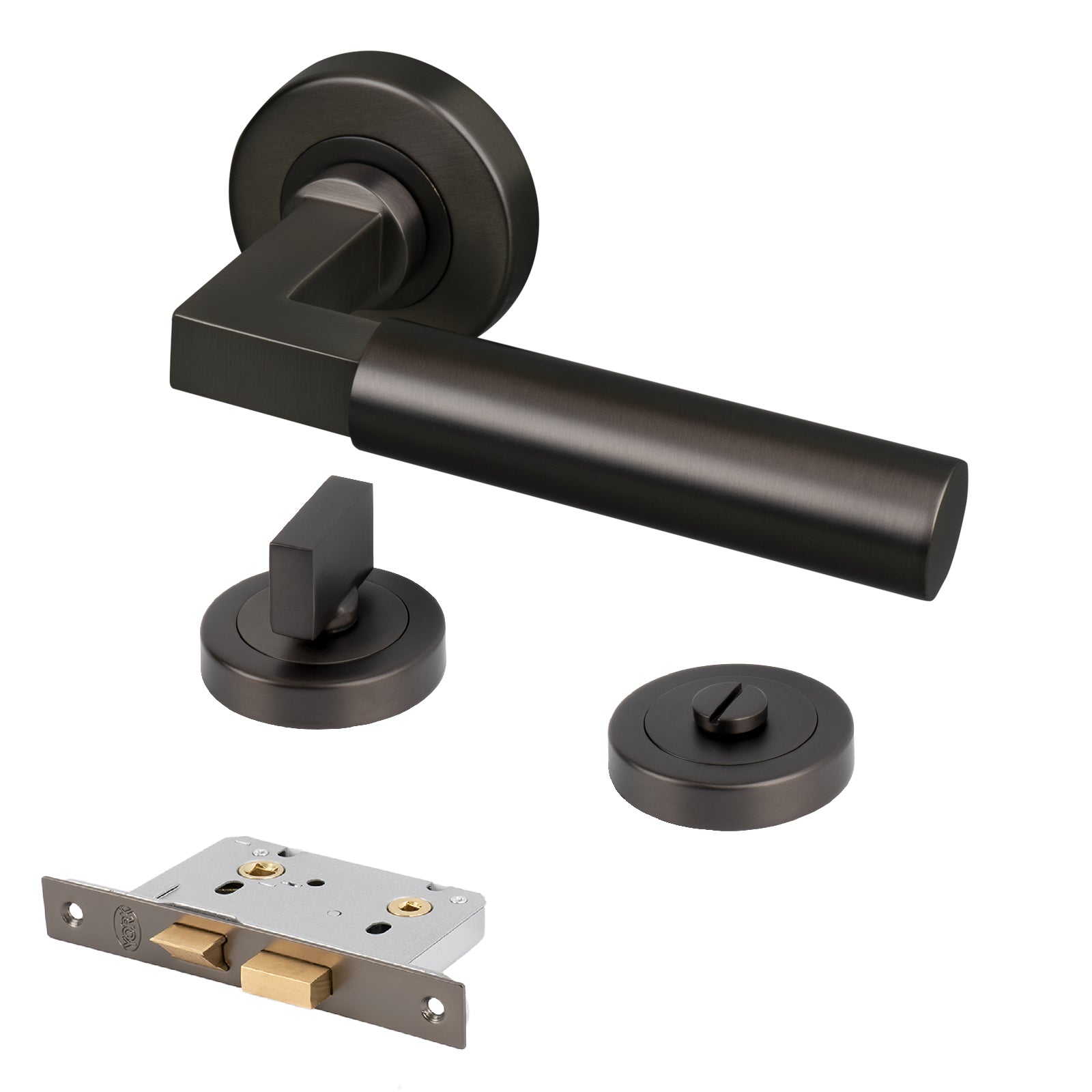 bronze bathroom sash lock handle set with keyhole escutcheon