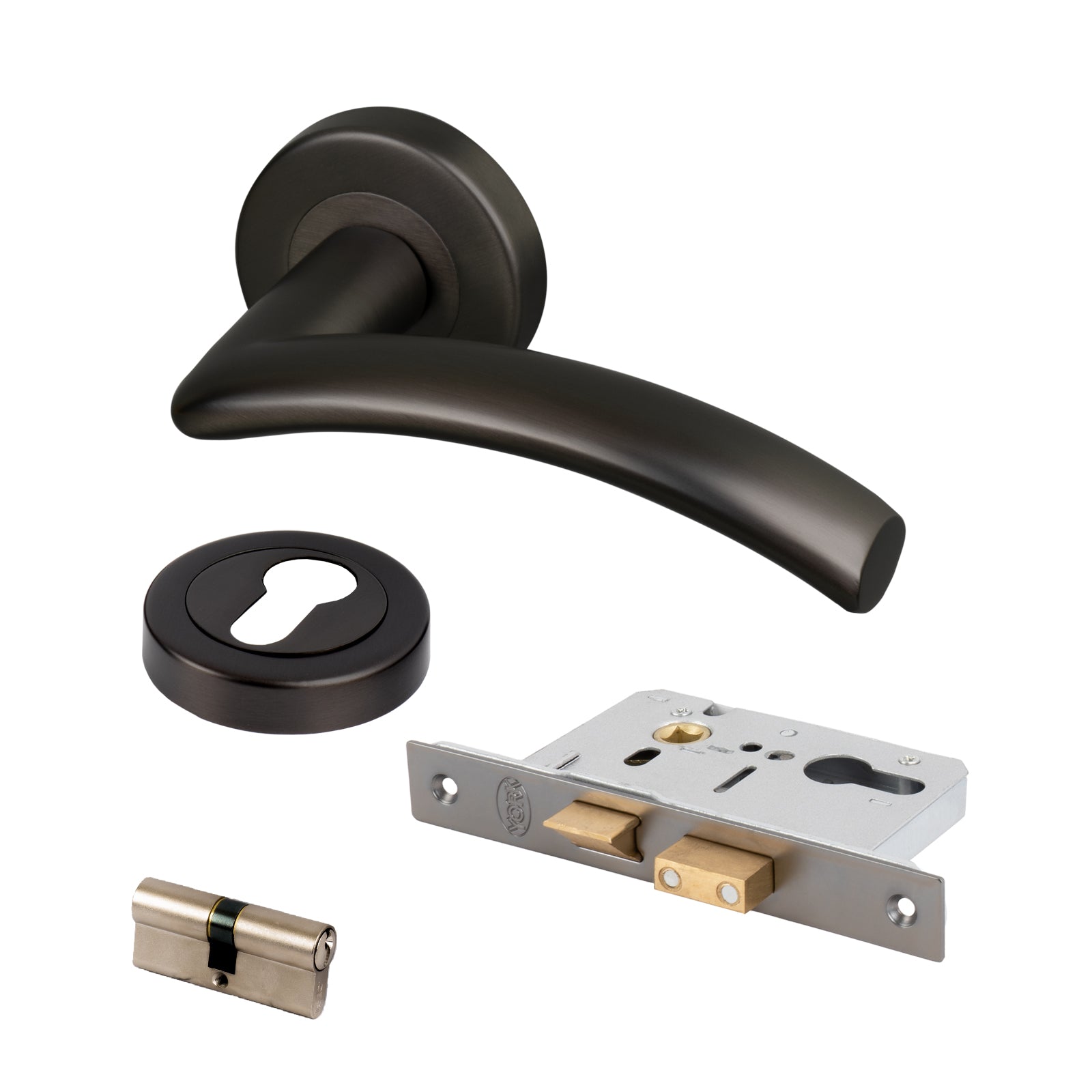 bronze lever on rose handles Euro profile lock set