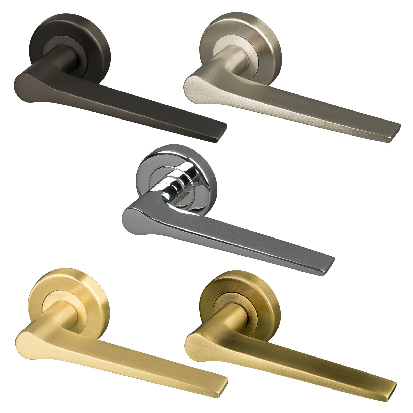 Gio Round Rose Door Handles, Modern Lever On Rose