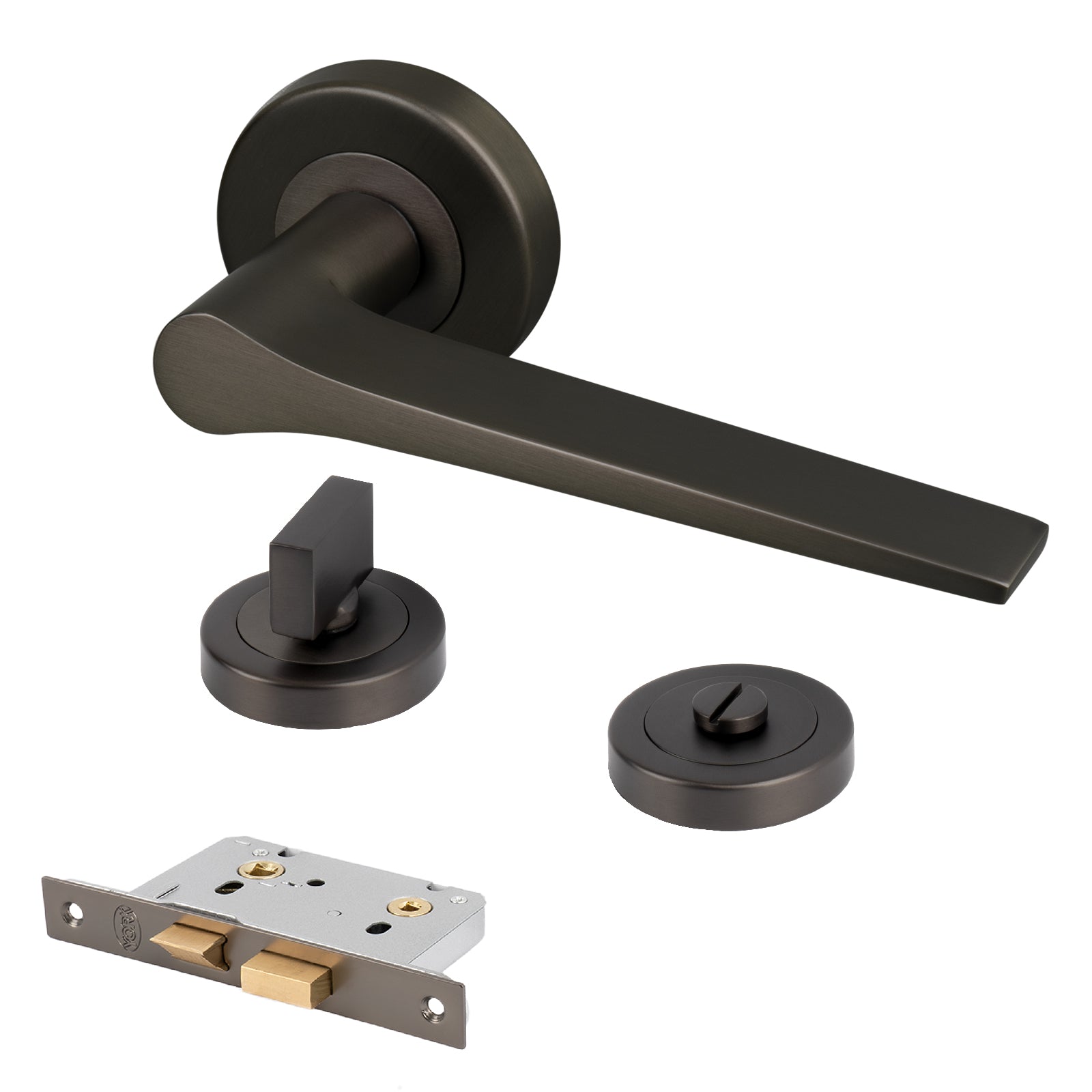 bronze Gio rose door handles bathroom lock latch set