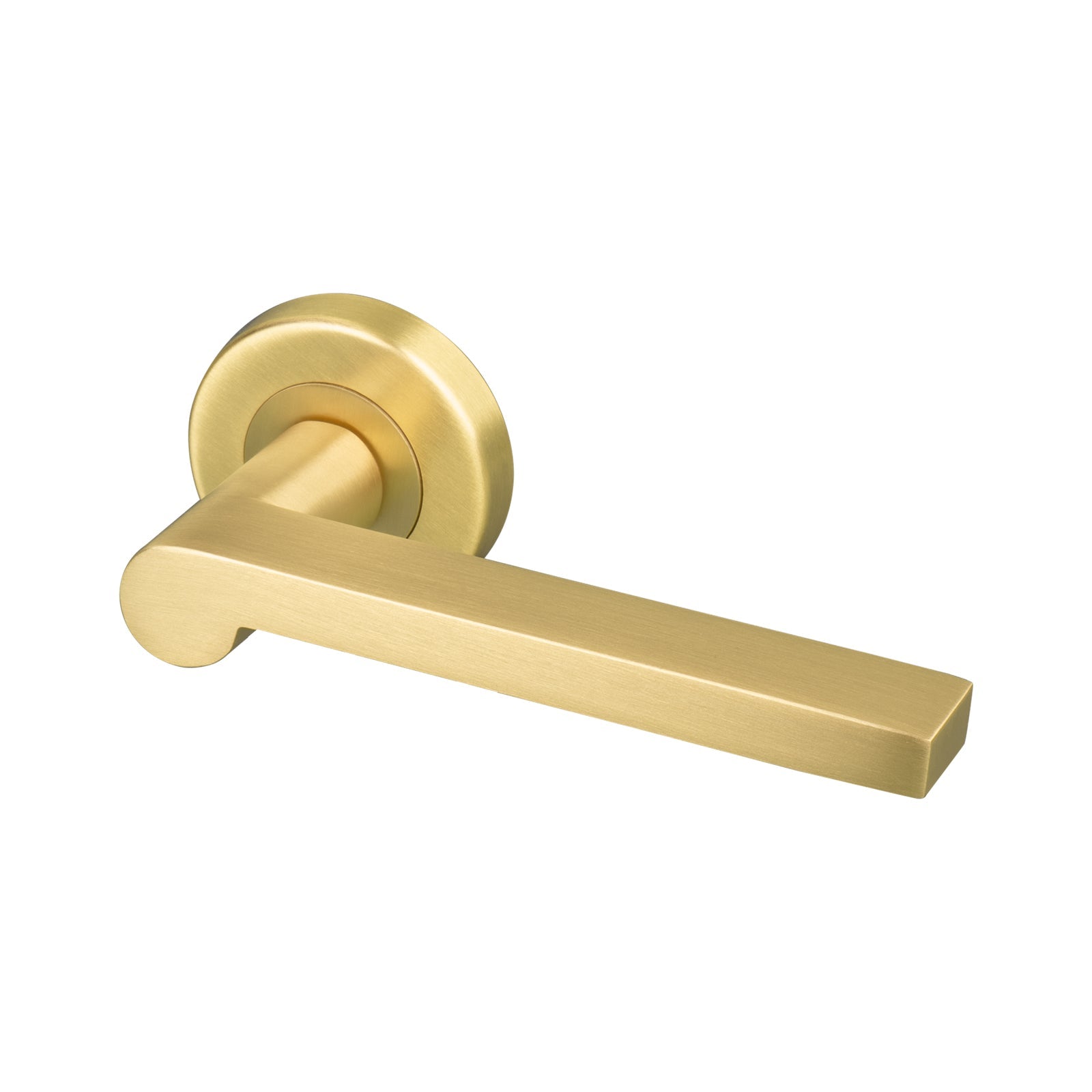 satin brass lever on rose handle, solid brass handle SHOW