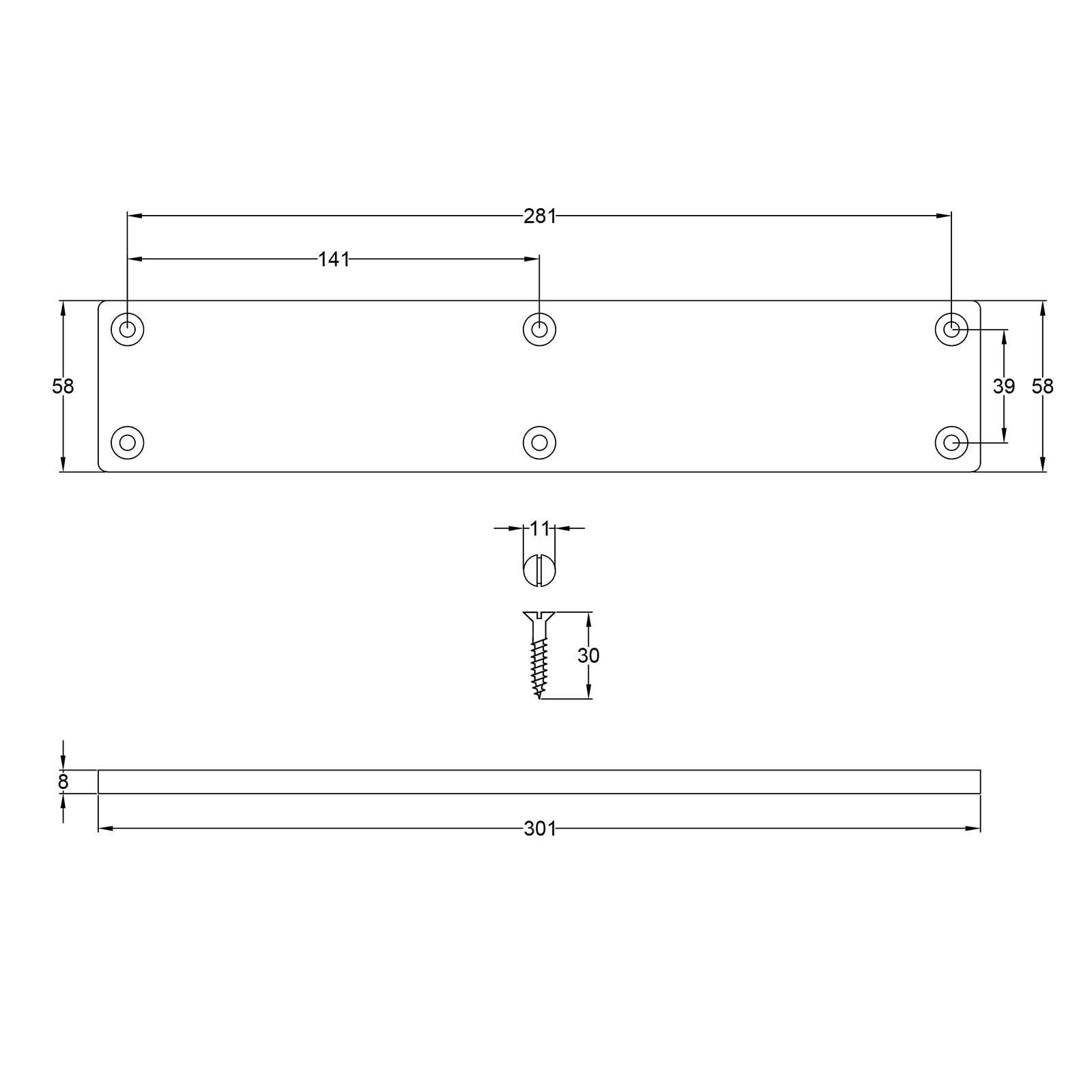 Drawing of wooden finger plates SHOW