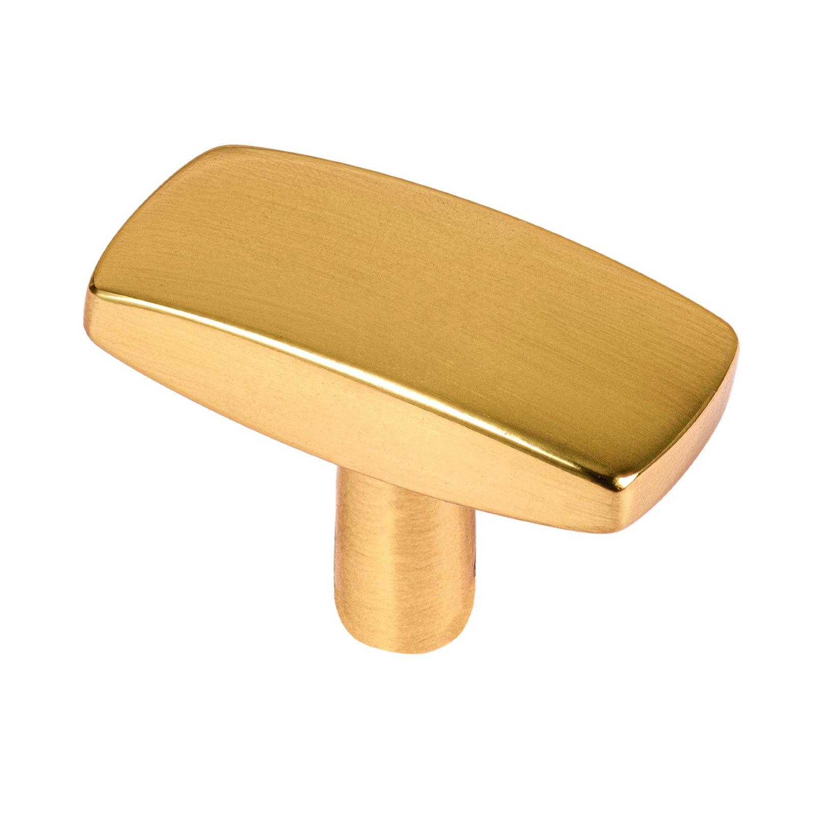 large brass rectangular knob, kitchen hardware